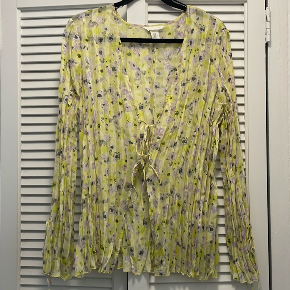 Floral Tie Front Sheer Top